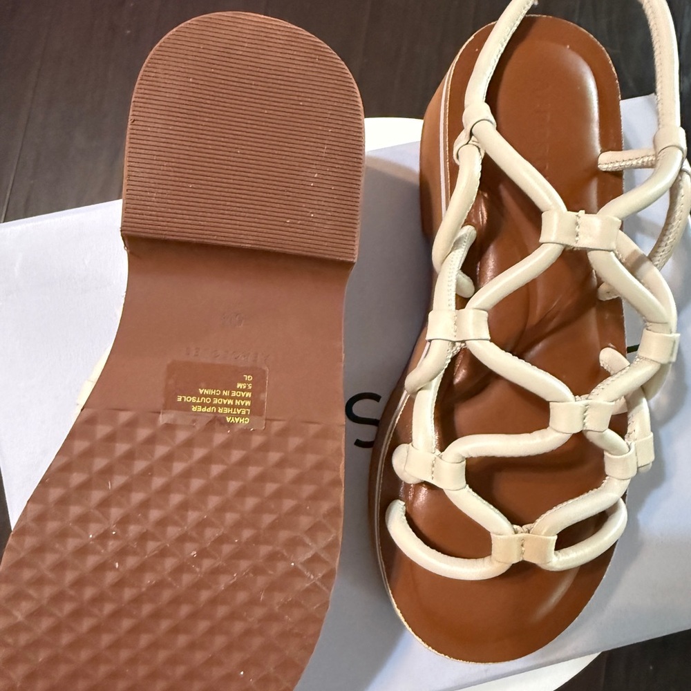 AEROSOLES Cream Strappy Platform Slide Sandals - Picture 7 of 8